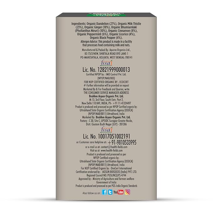 Tea | Organic Liv Detox Tea - Milk Thistle &amp; Dandelion - Infusion Herbal Tea -Caffeine Free-No Artificial Preservatives -Health Fields –  25 Tea Bags