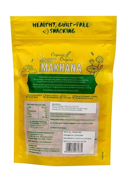 Makhana | Extra Crunchy (Chaat) - Gluten Free, High Protein, High Fibre &amp; Low Calorie – Organic Origins - 80gm