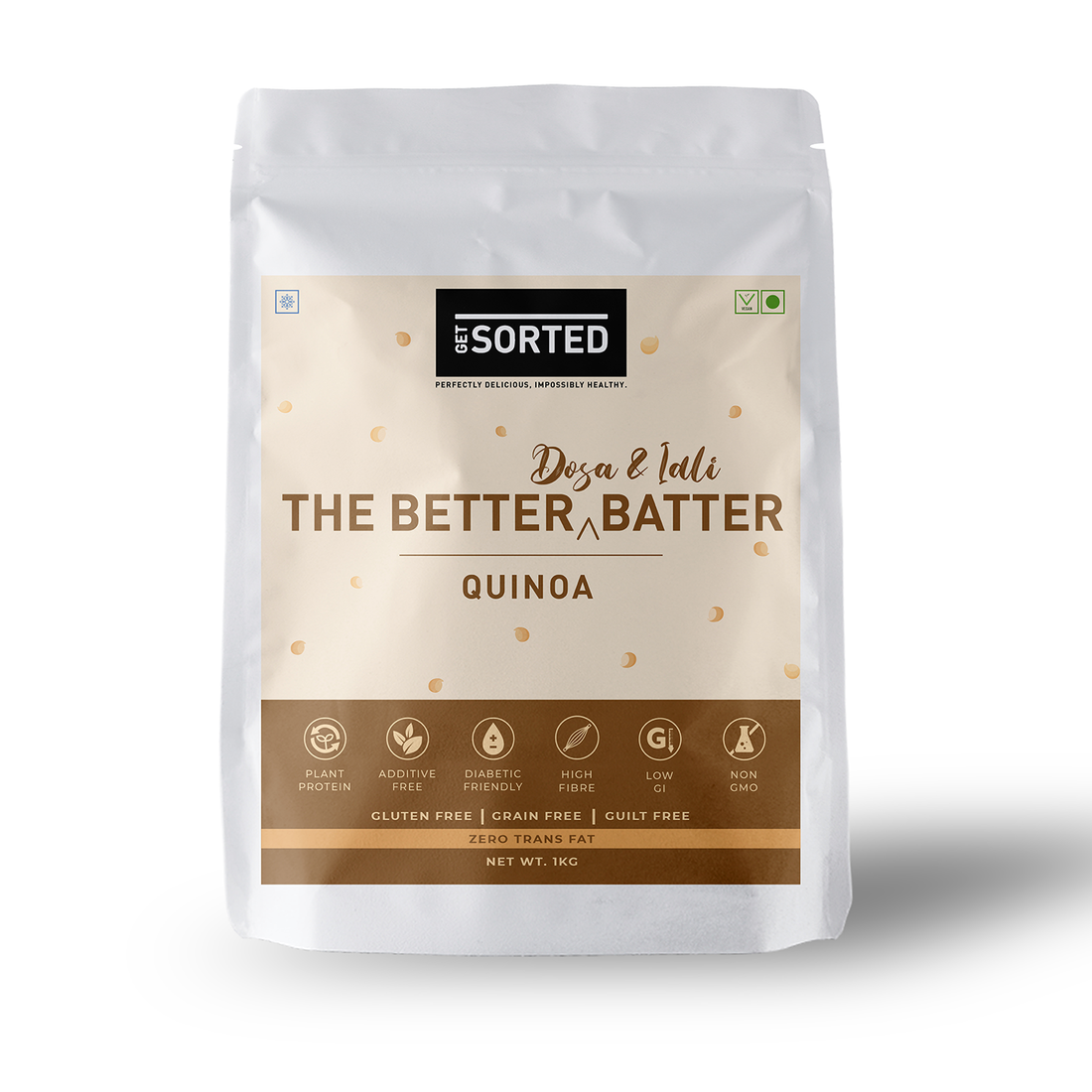 Batter | Organic Quinoa Dosa &amp; Idli Batter - Vegan, Gluten Free, Diabetic Friendly &amp; No Additives – Get Sorted - 500gm