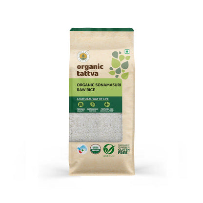 Rice | Sonamasuri Raw Rice - USDA Organic - Organic Tattva - 1000gm
