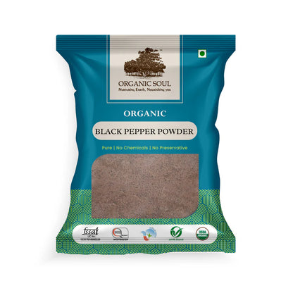 Black Pepper Powder | USDA Organic - Chemical Free &amp; No Added Preservatives - Organic Soul - 100gm