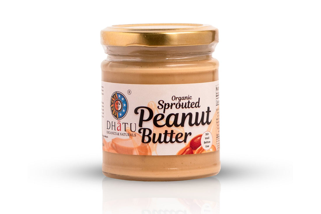 Peanut Butter | Sprouted - Naturally Gluten Free - No Added Hydrogenated Oil, Stabilizers, No Added Sugar Or No Salt - Dhatu Organic - 175gm