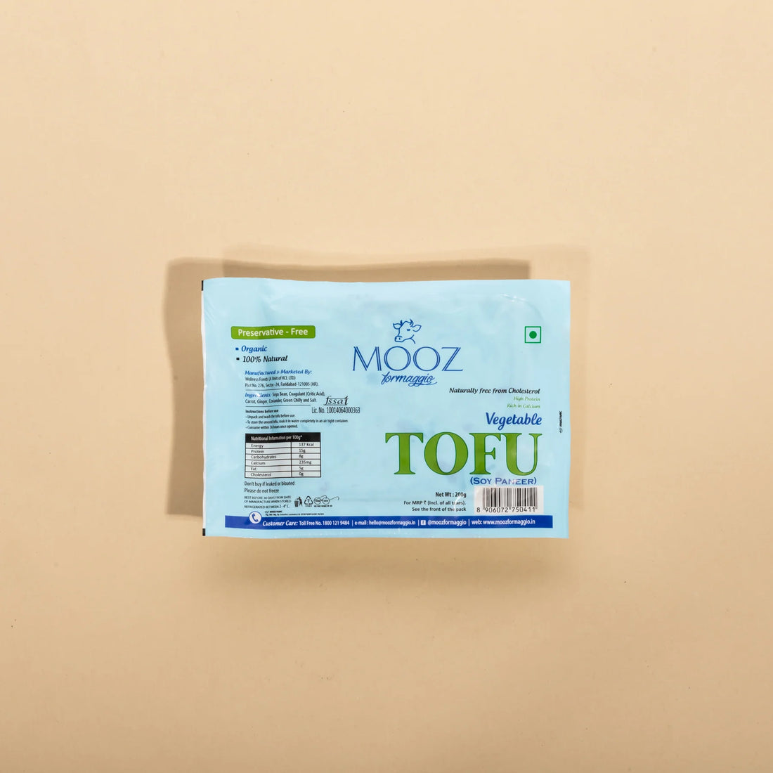 Tofu | Organic Vegetable Tofu - Soy Paneer - High In Protein And Calcium - Mooz - 200gm
