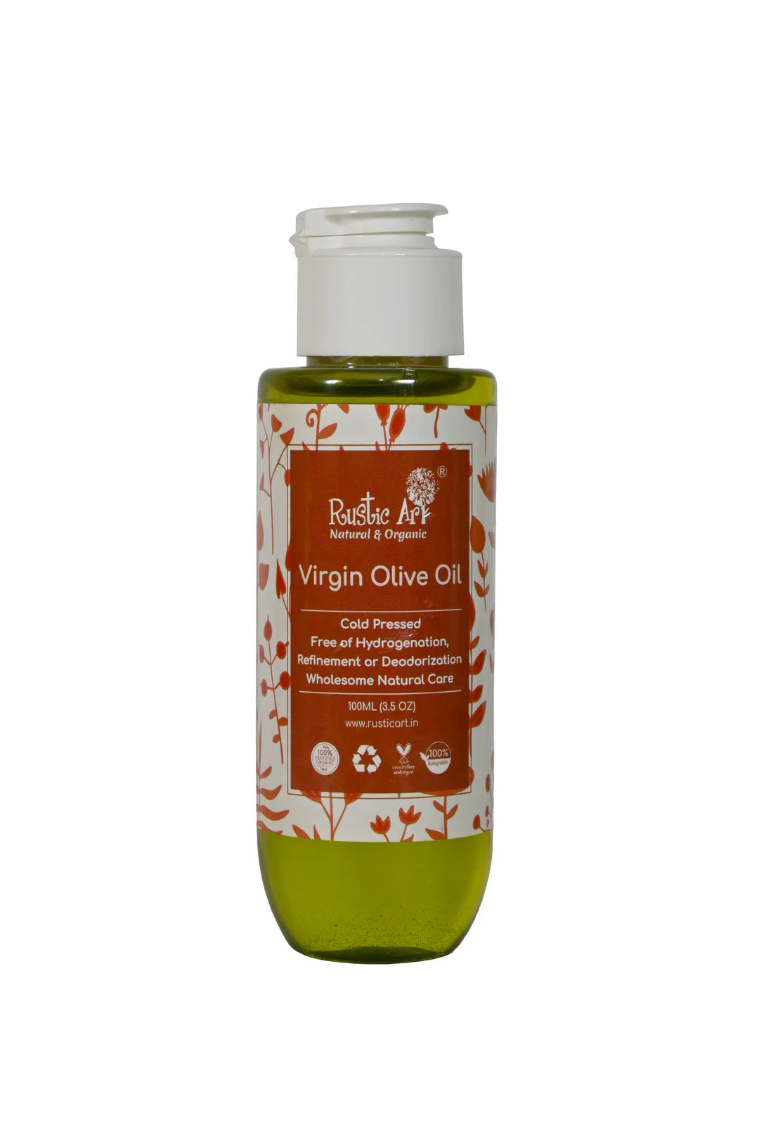 Olive Oil | Organic Virgin Olive Oil - Cold Pressed - Hydrogenation Free, Chemical Free &amp; Non GMO - Rustic Art - 100ml