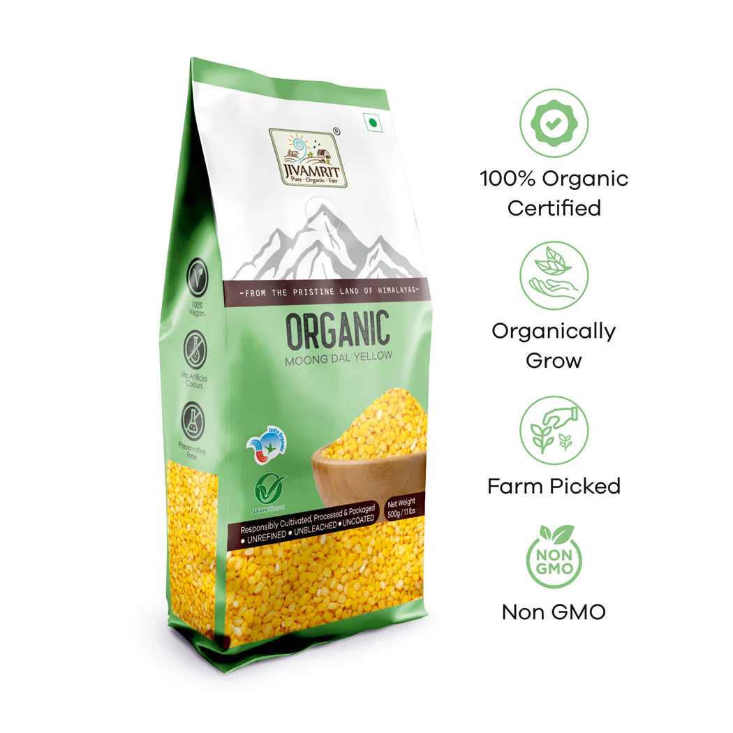 Moong Dal | Organic Yellow Moong Dal  - Non GMO,No Pesticides - Jivamrit – 500gm