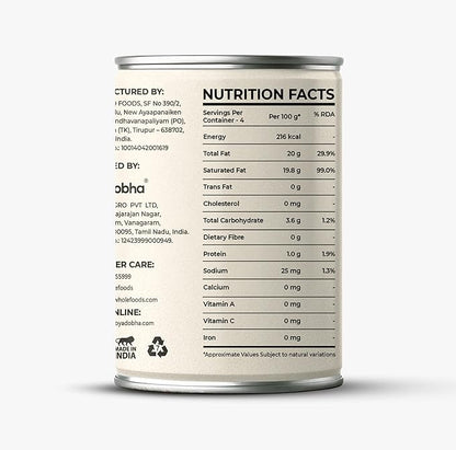 Cream | Organic Coconut Cream- Thick &amp; Creamy (22 % Fat) - Gluten Free, Vegan - OKO Whole Food - 400ml