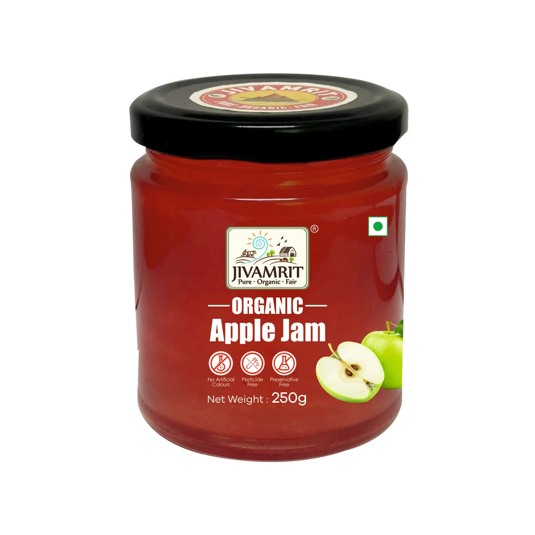 Jam | Apple Jam - No Artificial Colours, Pesticide Free & No Added Preservatives - Jivamrit - 250gm