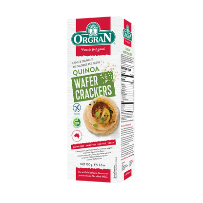 Quinoa Wafer Crackers | Vegan, Gluten-Free, Preservatives Free, Yeast Free, Nut Free, Low in Sugar, Non Gmo, Wheat Free, Egg Free, Soy Free &amp;amp; Dairy Free - Orgran - 100gm