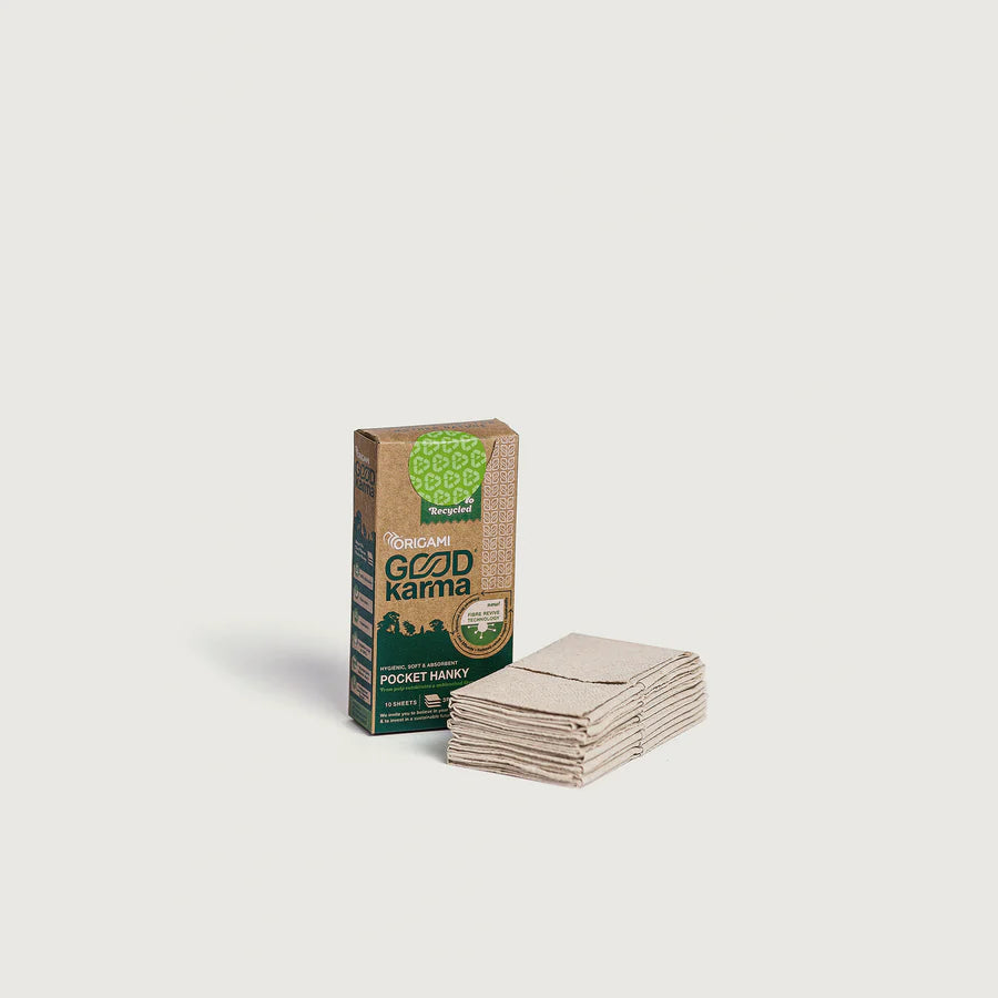 Hanky | Pocket Hanky - Hygienic, Soft & Absorbent - Good Karma - 10 Sheets - 3ply