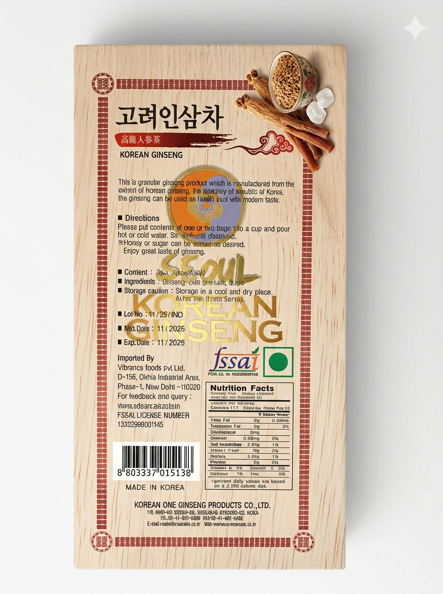 Tea | Original Korean Ginseng Tea - Refreshment, Stamina and Energy Tea - Seoul - 50 Tea Bags 150gm