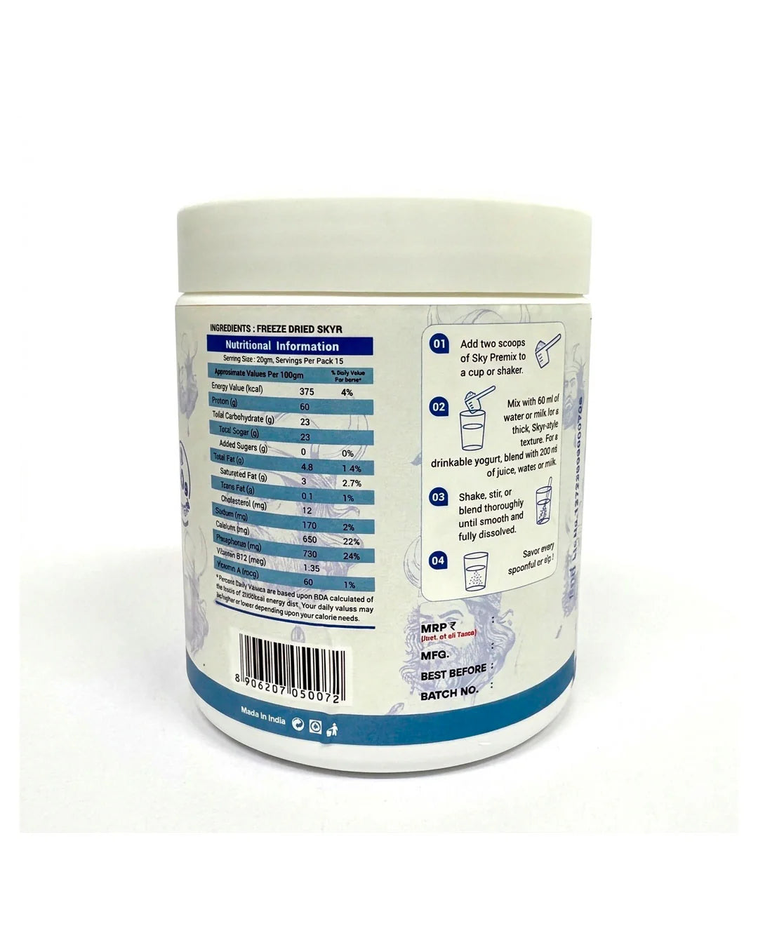 Protein Powder | Pre Mix Original (Made From A2 Milk) -Instant Pre Mix Protein Powder- Protein Booster- No Added Sugar, Zero Preservatives &amp; Lactose Free - Skyrrup - 300gm