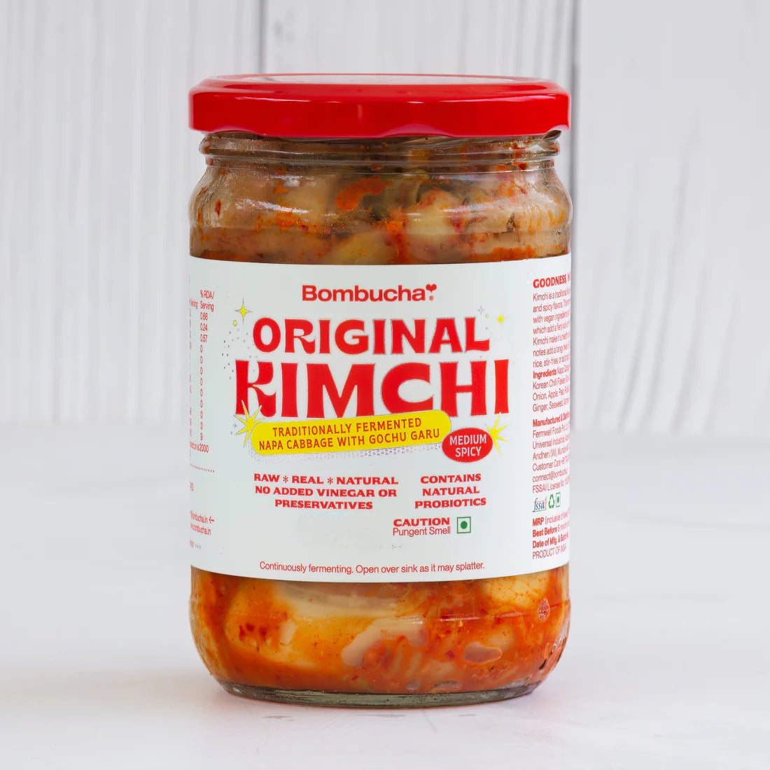 Kimchi | Original – Traditionally Fermented – (Napa Cabbage With gochu Garu) – Medium Spicy – Raw – Real – Natural – No Added Vinegar &amp; Preservatives Free – Bombucha – 150gm