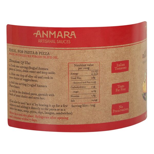 Ortolana Mix Veg. Sauce – Natural - Italy - Gluten Free, No Added Sugar &amp; Fat Free - Anmara – 280gm