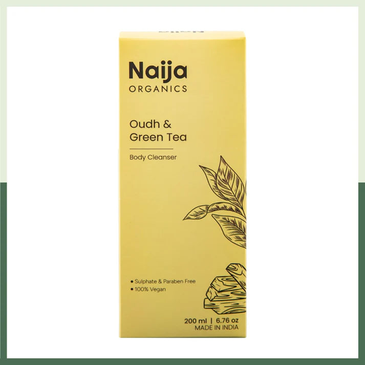 Body Cleanser with Oudh &amp; Green Tea Extracts Body Wash - 100% Vegan, Sulphate &amp; Paraben Free – Naija – 200ml
