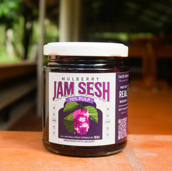 Jam | Mulberry Jam (70% Pulp)-Sweetened With Jaggery -No Added Preservatives, Colour, Refined Sugar –Beku – 220gm