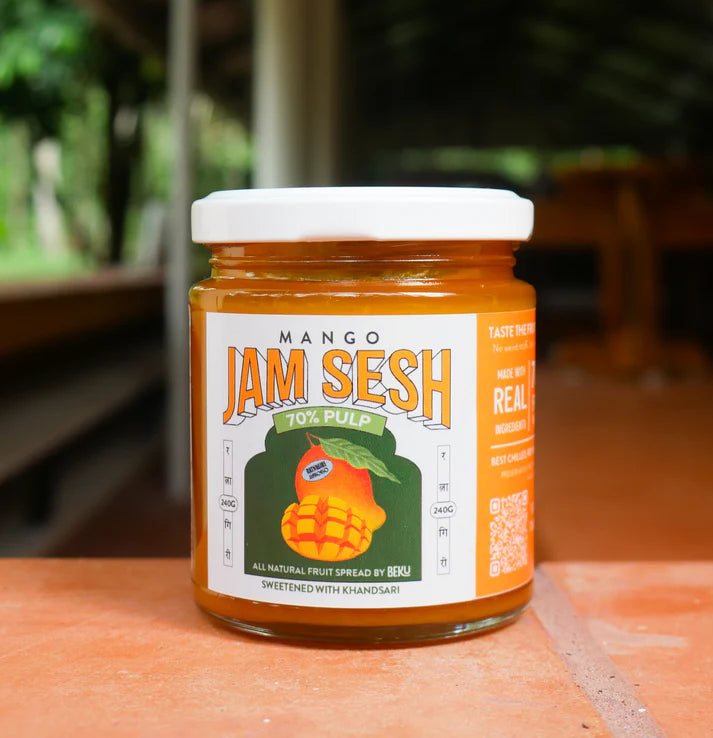 Jam | Alphonso Mango Jam( 70% Pulp) -Fruit Spread Sweetened With Khandsari - No Added Preservatives, Colour, Refined Sugar –Beku – 220gm