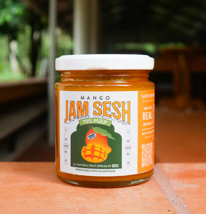 Jam | Alphonso Mango Jam( 70% Pulp) -Fruit Spread Sweetened With Khandsari - No Added Preservatives, Colour, Refined Sugar –Beku – 220gm