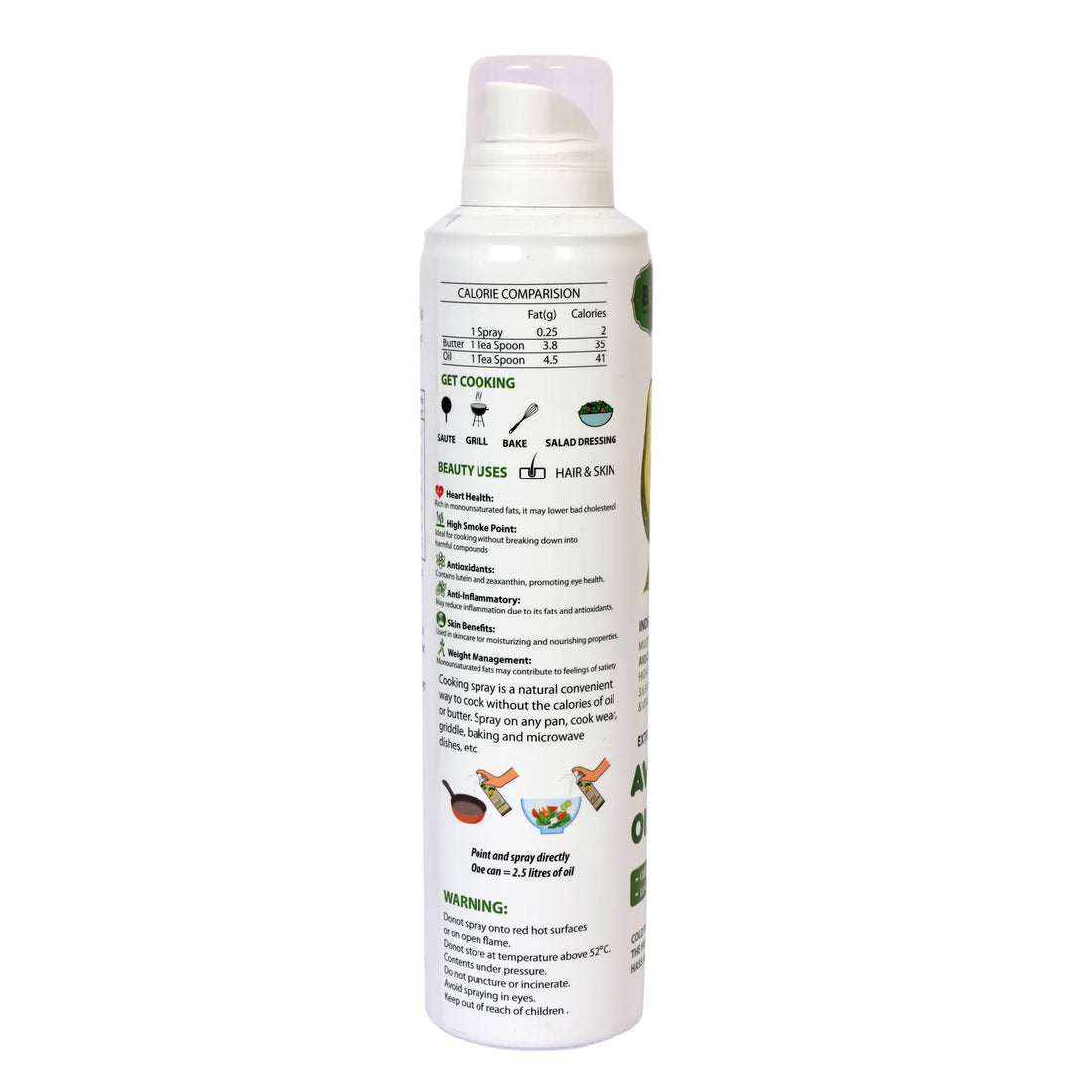 Avocado Oil Spray - Extra Virgin -  2 Calories Per Spray - 720 Sprays - B&amp;G - 250ml
