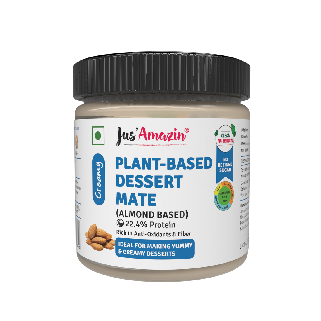 Butter| Plant Based Dessert Mate ( Creamy Almond Based)- Condensed Almond Milk - Rich in Anti Oxidants &amp; Fiber- Gluten Free - Dairy Free, Soy Free Facilty - No Refined Sugar- Jus’Amazin – 200gm
