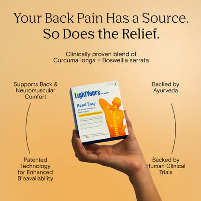 Health Supplements | Bend Easy - Advanced Muscle &amp; Back Support - Orange Flavoured - Clinically Proven Ingredients-Zero Gram Sugar, No Artificial Sweeteners -Light Years Health - 1.5g*15 Sachets