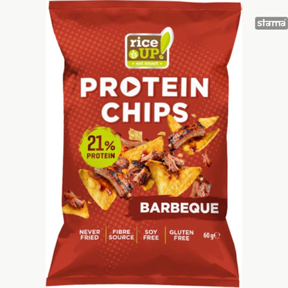 Chips | Protein Barbeque Chips (21% Protein) - Gluten Free, Not Fried &amp;amp; Fibre Source, Soy Free -No Preservatives &amp;  - Riceup - 60gm
