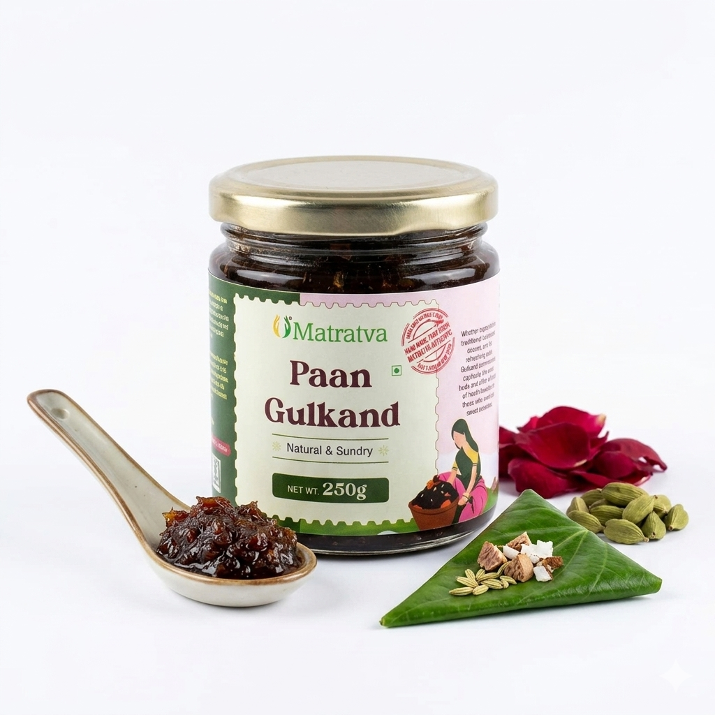 Gulkanda | Paan Gulkand (Natural &amp; Sundry)-Rose Petal Jam -100% Organic – No Added Colour, &amp; Preservatives – Matratva – 250gm