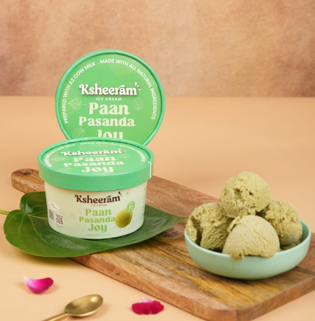 Ice Cream | Paan Pasanda Joy Ice Cream- Guar Gum Powder with Dhaga Mishri -Prepared With A2 Cow Milk- Zero Preservatives, No Refined Sugar &amp;  Zero Added Colour and Artificial - Ksheeram Ice Cream – 200 gms