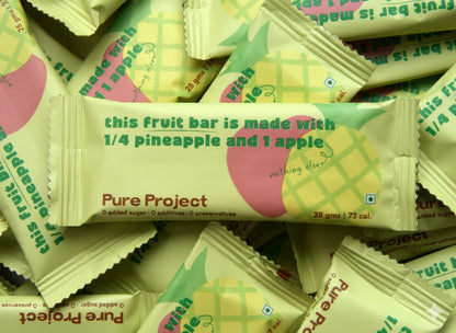 Fruit Bar | Pineapple Apple Fruit Bar - Vegan, Gluten Free &amp; High Fiber - Pure Project - 25gm
