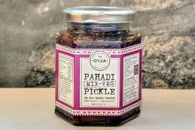 Pickle | Pahadi Mix Veg Pickle -Authentic Himalayan Homemade Pickle – Tangy &amp; Spicy Mix Veg- Preservatives Free, No Added Color, No Added Flavor &amp;amp; No Vinegar - Oija - 250gm
