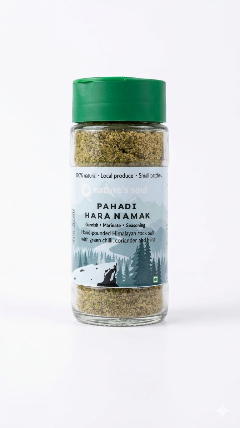 Salt | Pahadi Hara Namak - 100% Natural Namak - Garnish, Marinate, Seasoning - Nature&