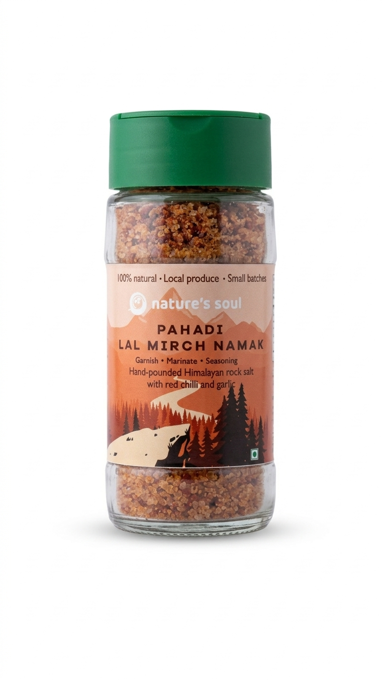 Salt | Pahadi Lal Mirch Namak- 100% Natural Namak- Garnish, Marinate, Seasoning - Nature&
