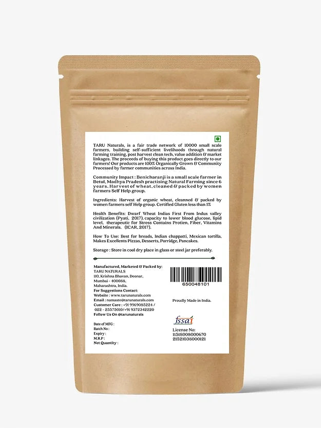 Flour | Paigambari Wheat Flour - High In Folic Acid, Proteins, Vitamins And Minerals - Taru Natural - 500gm