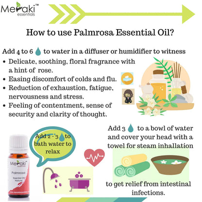 Palmrosa Oil (Cymbopogon Martinii) - Natural - Indian - Meraki Essentials – 10ml