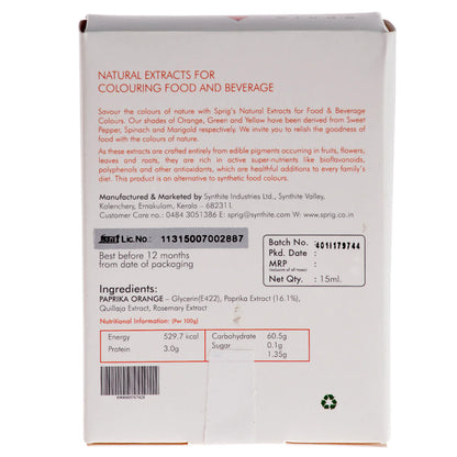 Natural Extracts for Colouring Food and Beverage - Paprika Orange  - Sprig - 15ml