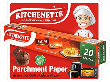 Parchment Paper | (Baking &amp;amp; Cooking) - Non Stick, Fat Free Cooking, Coreless Roll, Microwave Paper &amp;amp; Butter Paper - Kitchenette - 20 Meters X 11 inch