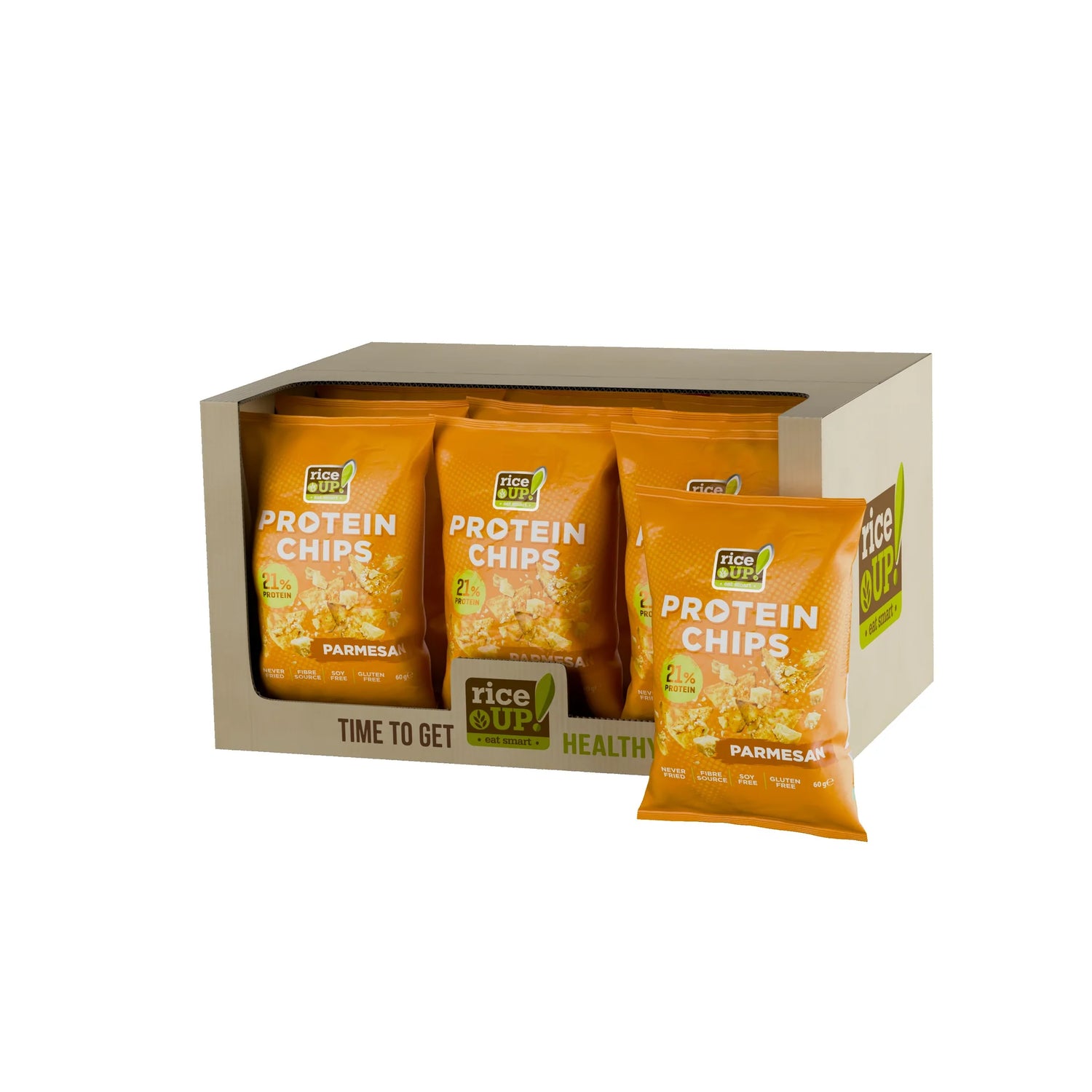 Chips | Protein Parmesan Chips (21% Protein) - Gluten Free, Not Fried &amp;amp; Fibre Source, Soy Free -No Preservatives &amp;  - Riceup - 60gm