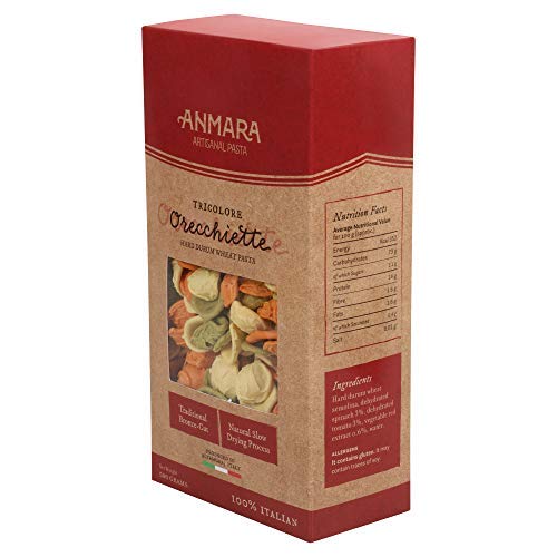 Pasta | Orecchiette (Tricolore) - Hard Drum Wheat Pasta - Organic - GMO Free - Anmara - 500gm