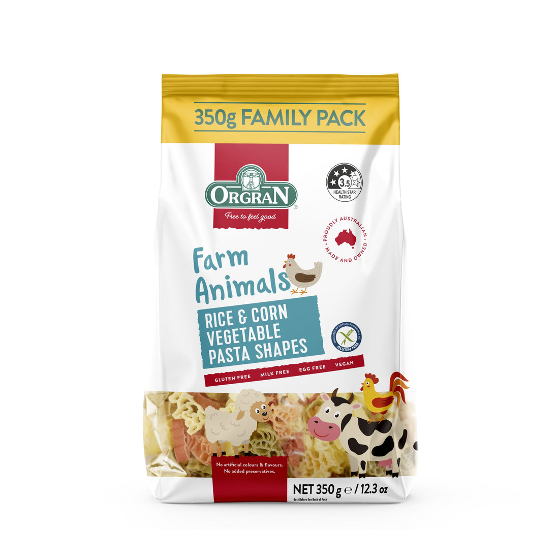 Animal Pasta | Rice &amp;amp; Corn Vegetable - Vegan, Gluten Free, Egg Free, Milk Free, Wheat Free, No Artificial Color And Flavor &amp;amp; No Added Preservatives - Orgran - 350gm