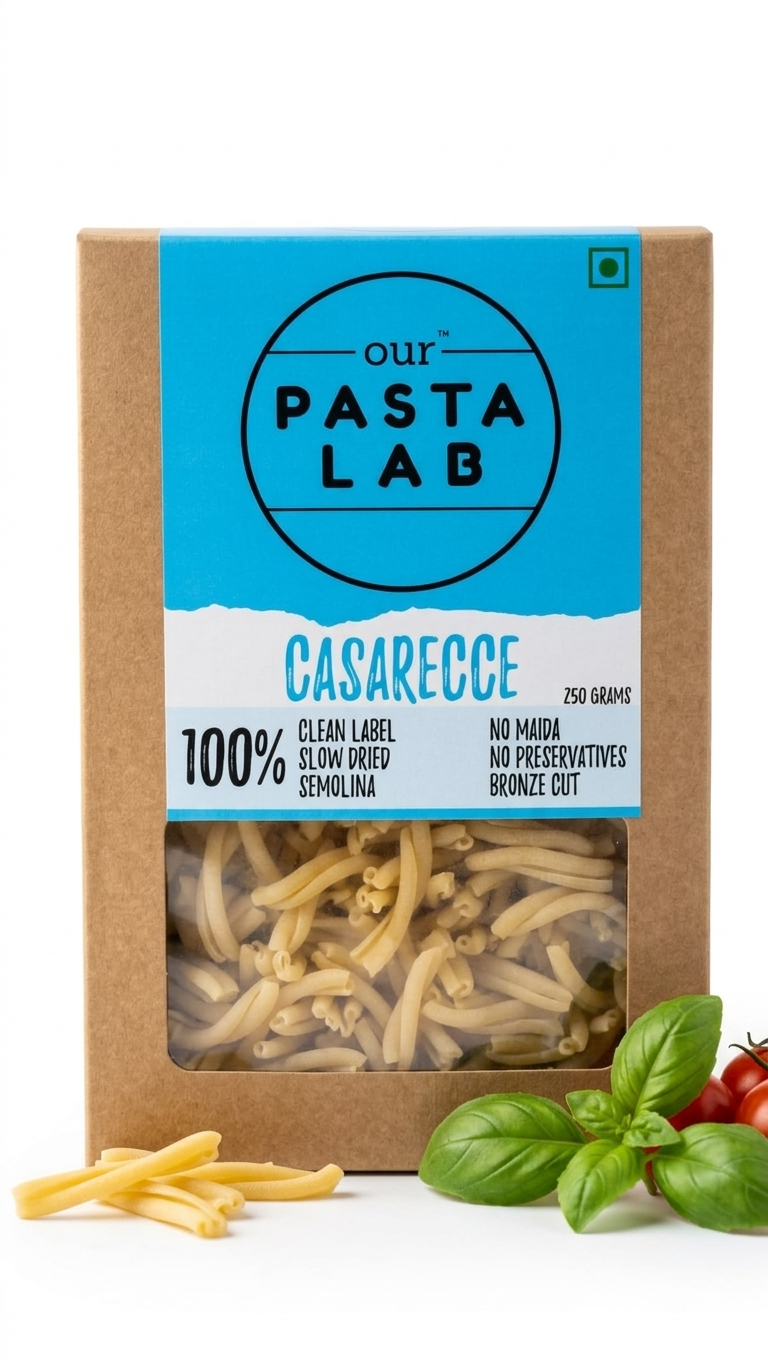 Pasta | Casarecce Pasta- Vegan  -Clean label, Slow Dried, Semolina- No Maida, No Preservatives-Our Pasta Lab - 250gm