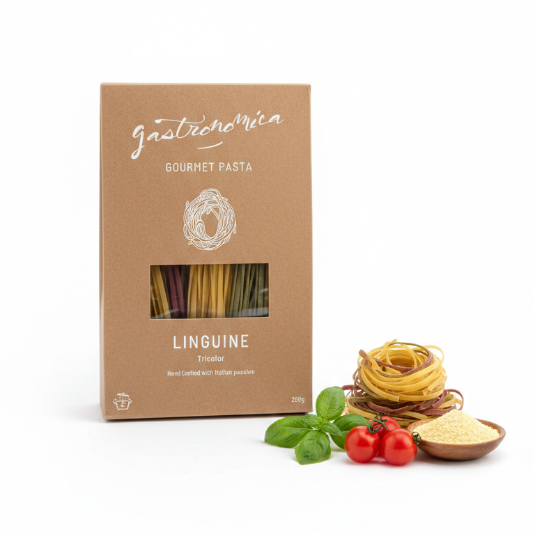 Pasta | Linguine Tricolor Pasta –Hand Crafted With Italian Passion-No Egg, Vegan and No Preservatives – Gastronomica – 250gm