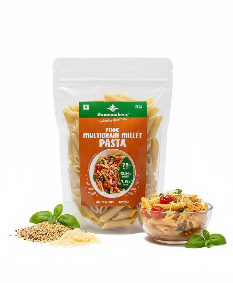 Pasta | Multigrain Millet Penne – Gluten Free, Low Fat, No Added Preservative, No Sugar &amp; No Added Colour– Homemakerz – 250gm