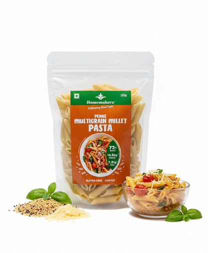 Pasta | Multigrain Millet Penne – Gluten Free, Low Fat, No Added Preservative, No Sugar &amp; No Added Colour– Homemakerz – 250gm