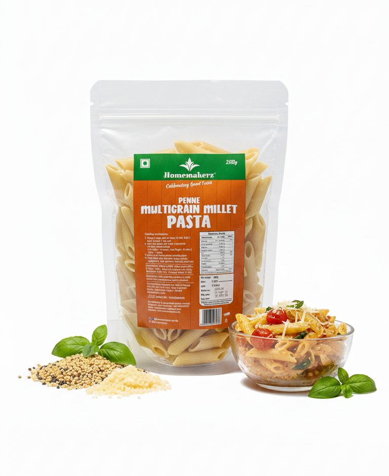 Pasta | Multigrain Millet Penne – Gluten Free, Low Fat, No Added Preservative, No Sugar &amp; No Added Colour– Homemakerz – 250gm