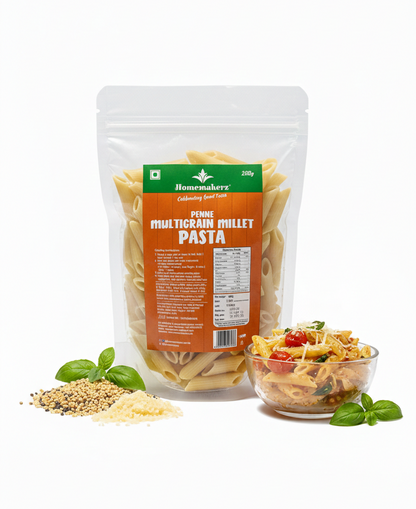 Pasta | Multigrain Millet Penne – Gluten Free, Low Fat, No Added Preservative, No Sugar &amp; No Added Colour– Homemakerz – 250gm