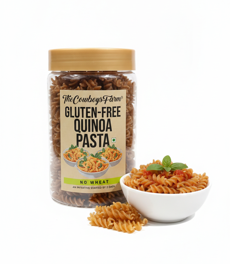 Pasta |Quinoa Pasta - Vegan, Gluten Free Pasta - No Wheat- High Protein, Fibre- No Msg, Low Glycemic Index &amp; Preservatives Free – The Cow Boys Farm – 200gm
