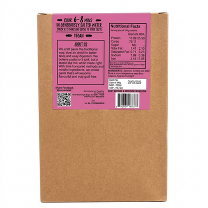 Pasta | Cavatappi - Vegan  - 100 % Clean label, Slow Dried, Semolina- No Maida, No Preservatives-Our Pasta Lab - 250gm