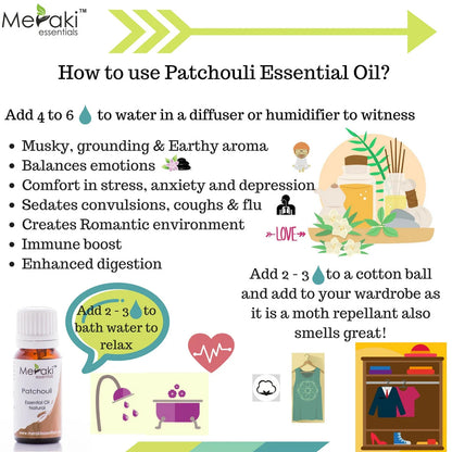 Patchouli Oil (Pogostemon Cablin) - Natural - Indian - Meraki Essentials - 10ml
