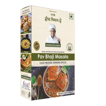 Pav Bhaji Masala - Cold Process Grinded Spices - Vegan, Mumbai Style, Flavourful Spice Blend For Mixed Vegetables - SOSE - 100gm