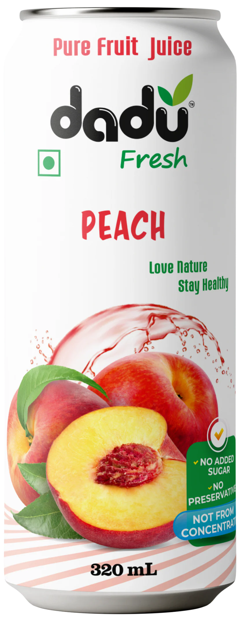 Juice | Peach Juice – No Added Sugar, No Preservatives & No Concentrate – Dadu Fresh – 320ml