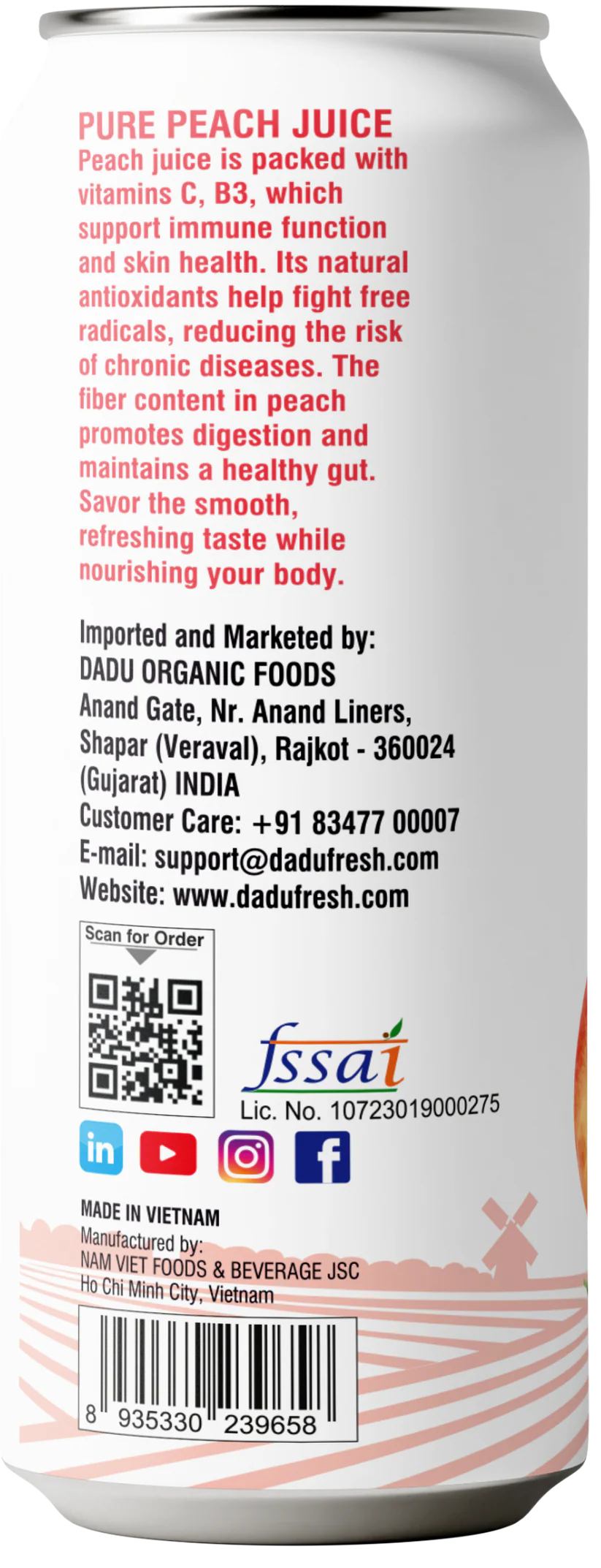 Juice | Peach Juice – No Added Sugar, No Preservatives &amp; No Concentrate – Dadu Fresh – 320ml